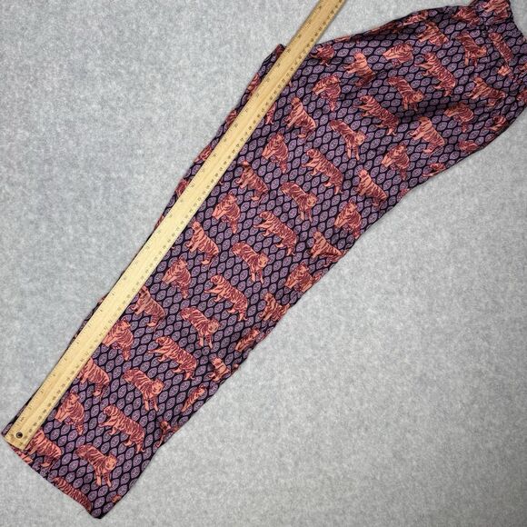 J Crew Collection Pull On Pants Womens 0 Purple Tiger Casual Silk Ankle Trousers - Picture 6 of 9